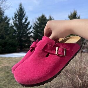 Birkenstock Boston fuchsia hot pink soft foot bed clog mules 38 7.5 shoes